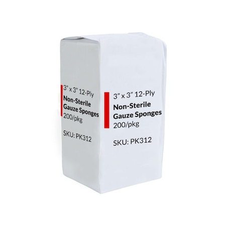 Oasis Gauze Sponges, 3in x 3in, 12 Ply, 200 Per Pack PK312